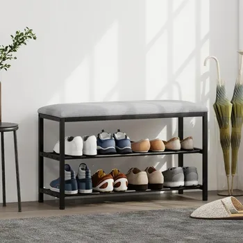 Lavice se sedákem a úložným prostorem na boty | 81 x 31 x 50 cm | černá