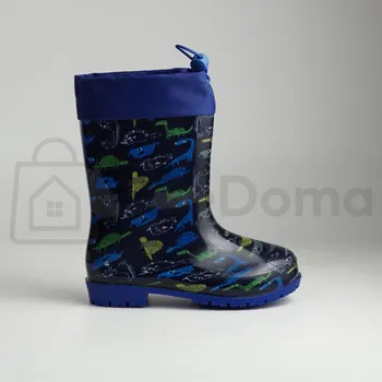 Pánská obuv Dětské gumové holínky - Tmavě modré s dinosaury 34