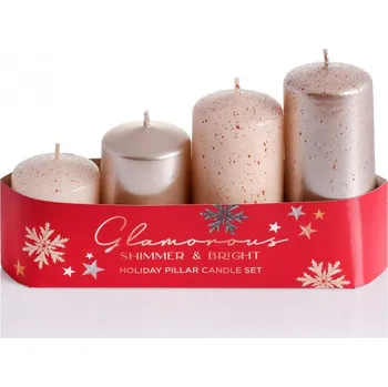 Svíčka Adventní svíčka – vánoční mix cappuccino / 4 ks / 50 × 55–100 mm