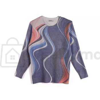 Dámské oblečení Dámský svetr s vlnitým vzorem Zelená / XL/XXL