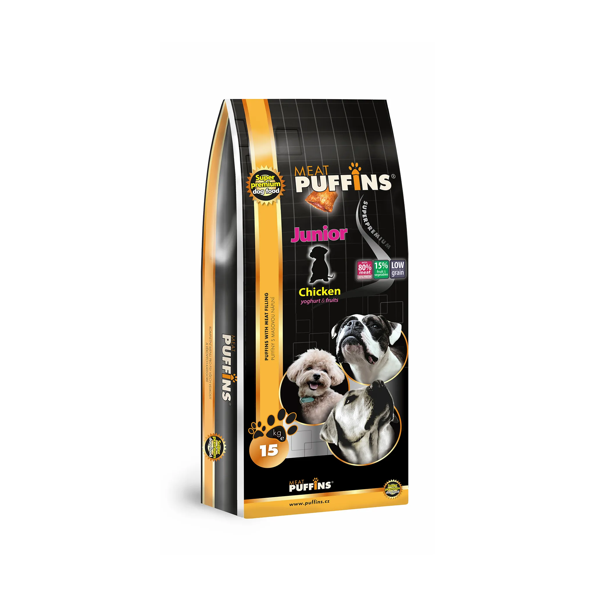 Fotografie 1 - Krmivo pro psa Puffins Dog Junior Chicken 15 kg