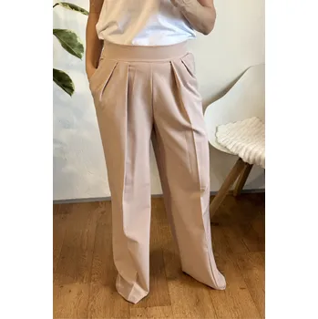 Dámské kraťasy BudesIN ELEGANTNÍ ŠIROKÉ KALHOTY SELENA BÉŽOVÉ Velikost: M