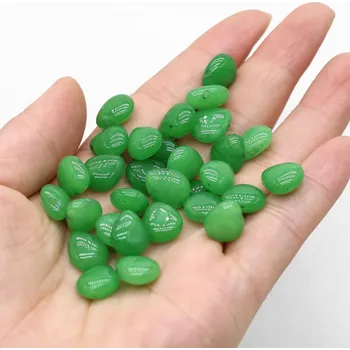 Dětské navlékací korálky Přírodní minerální kapkovité korálky | minerály 5 ks - Malajský nefrit