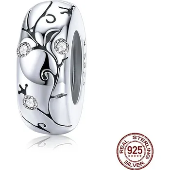 Přívěsek Stříbrný korálek srdce s květinovým vzorem | přívěsek šperk - SCC1559
