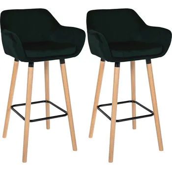 Barová židle LRCZ Sada 2 sametových barových židlí Grant Barva: Zelená