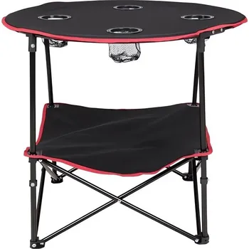 Zahradní stůl KIK KX3261 Stůl kempingový skládací s držáky na nápoje 70 cm, černý