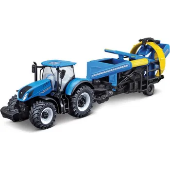 auto na autodráhu Bburago 10cm Farm tractor New Holland T7.315 s kultivátorem