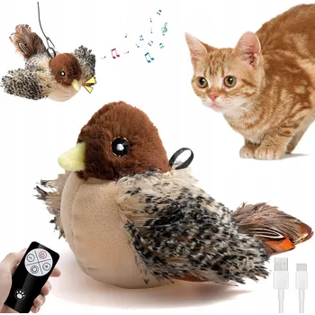 Hračka pro kočku Interaktivní Hračka pro kočky s chlupatými ptáky Little Bird Furry HRAČKA pro kočky kočky