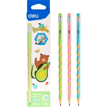 Grafitová tužka DELI Tužka HB s gumou šestihranná JUNGOO EC024-HB mix Světle zelená