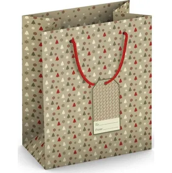 Dárková taška Taška dárková vánoční Maxi matt 26,7 x 13,7 x 33cm TL - s motivem Vánoční stromečky