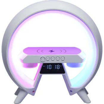 Bluetooth reproduktor KIK KX3384 Multifunkční Bluetooth reproduktor RGB s bezdrátovou nabíječkou, bílá