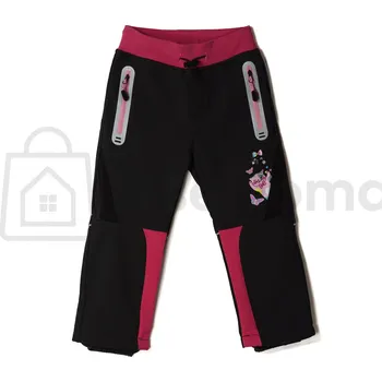 Dětské softshellové kalhoty s reflexními prvky – zateplené Šedé s růžovými detaily / 98