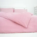 Francouzské krepové povlečení Pruhy červené Zapínání: zip, Velikost polštáře: 2x70x90, Velikost přikrývky: 240x200 Šev uprostřed