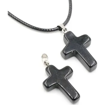 Šperk Křížek z minerálů | ochranný přívěsek, duchovní amulet 1 ks - Obsidian