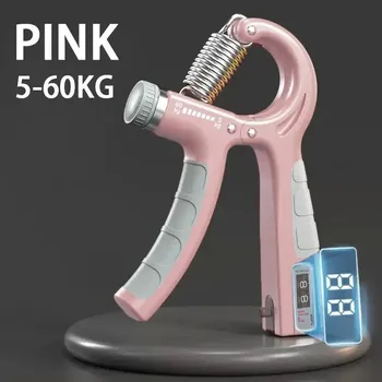 Nastavitelný posilovač ruky s počítadlem 5-60kg | trenažér - Count-Pink