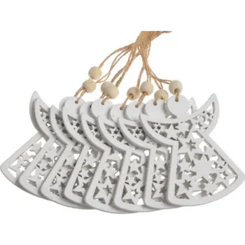 Vánoční dekorace Závěs Anděl 8ks 8cm, dřevo, bílý