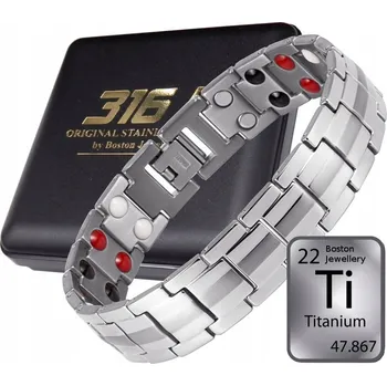 Náramek BOSTON JEWELLERY TITANOVÝ ZDRAVOTNÍ PÁNSKÝ NÁRAMEK MAGNETICKÝ! stříbrná