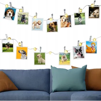 Vánoční osvětlení Šňůra s kolíčky na fotky 120 LED 12M na baterie