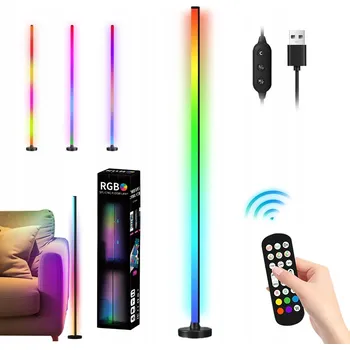 Stojací lampa Stojací lampa černá moderní 122 cm s dálkovým ovládáním LED RGB