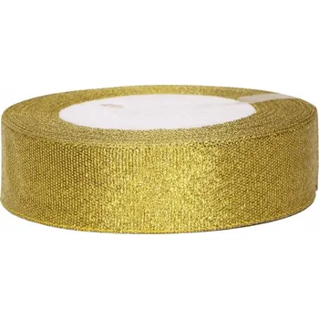 Stuha Dekorační stuha zlatá s třpytkami 1,5 cm - 22,8 m (25 yardů)