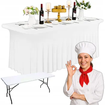 ubrus Obdélníkový ubrus s volánem BÍLÝ 180 cm NAKRYCI odolný proti skvrnám, s ozdobným lemem