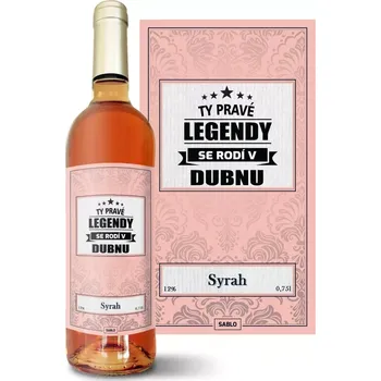 Víno Sablio Růžové víno Ty pravé legendy se rodí v dubnu: 0,75 l