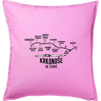 Polštář Krkonoše ve stopě - Polštář 50x50 - 50x50 - Pouze potah ( Růžová )