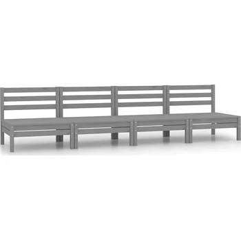 Zahradní pohovka vidaXL Zahradní středové pohovky 4 ks šedé masivní borové dřevo