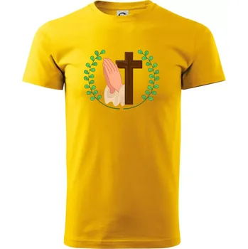 Věnec - kříž a modlení - Triko extra velké (5-8XL) - 6XL ( Žlutá )