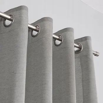 ZÁVĚS ZÁCLONA PŘÍRODNÍ VZHLED HOTOVÝ s KRUHY výška 250 x 145 cm barva ŠEDÁ