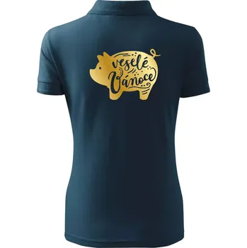 Dámská košile Zlaté prasátko - Polokošile dámská Pique Polo - S ( Námořní modrá (velmi tmavá - téměř černá) )