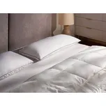 Nízký polštář s trojitou komorou bílý kachní peří 40 x 80 cm prémiový bavlněný potah Beliani