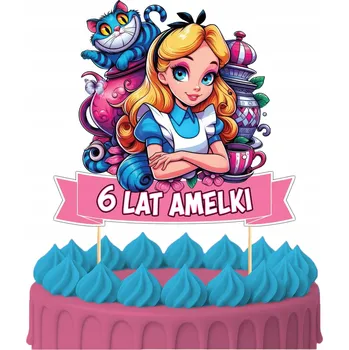 Obraz ZÁPICH DO DORTU Všechno nejlepší k narozeninám Ozdoby s postavičkami ALENKA V ŘÍŠI DIVŮ