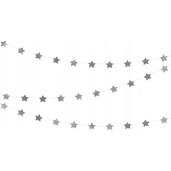 Vánoční dekorace Girlanda Hvězdičky, stříbrná, 3,6 m