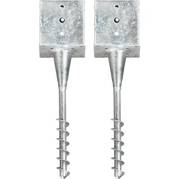 Zemní vrut vidaXL Kotvící hroty 2 ks stříbrné 14x14x58 cm pozinkovaná ocel