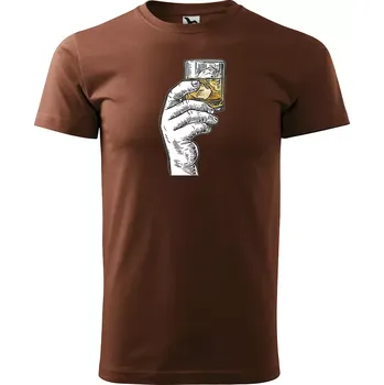 Sablio Tričko s potiskem Whisky time - hnědé 4XL