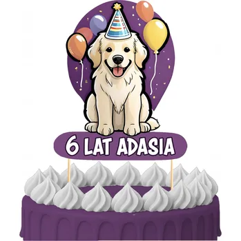 Obraz ZÁPICH DO DORTU Narozeninový Sto let GOLDEN RETRIVER PEJSEK POSTAVY TOPPERY 2