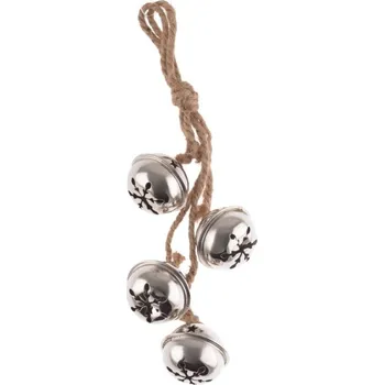 Vánoční dekorace Závěs Rolničky 24cm 4cm, kovové, stříbrné