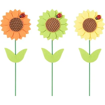 Zápich filc 65x110mm + špejle květina s beruškou mix 3 gram