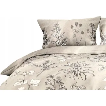 Povlečení SADA POVLEČENÍ POVLEČENÍ SATÉNOVÉ SMUKEE PŘIKRÝVKA 160x200 cm ŠEDÉ KVĚTY