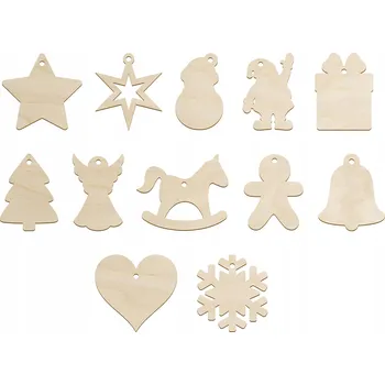 Vánoční ozdoba Sada vánočních ozdob z překližky - mix