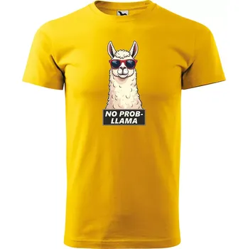 Sablio Tričko s potiskem No prob-llama - žluté 2XL