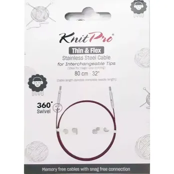 Jehlice KnitPro Thin & Flex Purple otočné ocelové lanko 360° 80Cm (KnitPro Purple otočné ocelové lanko 360° 80Cm)