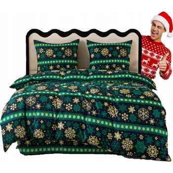 Povlečení POVLEČENÍ VÁNOČNÍ 200x220 BAVLNA SATÉN POVLEČENÍ NA POLŠTÁŘE 70x80 SOUPRAVA
