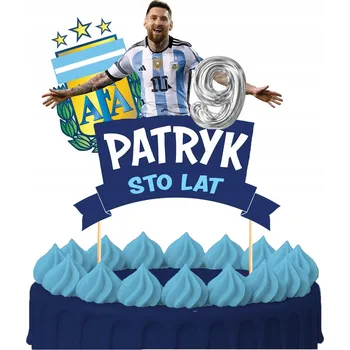 Obraz ZÁPICH DO DORTU Narozeninová Ozdoba na Dort Sto Let LIONEL MESSI Míč Postavičky