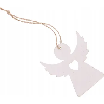 Přívěsek Dřevěný andělíček se srdíčkem 7 cm na provázku 10 Ks.