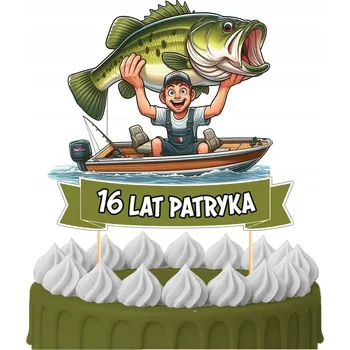 Obraz ZÁPICH DO DORTU Všechno nejlepší k narozeninám RYBÁŘ KAPR POSTAVY Ozdoby 2