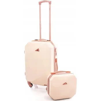 Béžová 2-dílná sada luxusních plastových kufrů "Glamour" - vel. XL+S