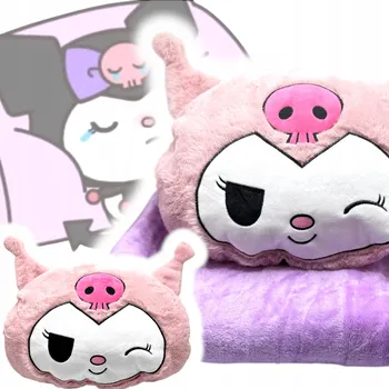 plyšák KUROMI Hello Sanrio Plyšová Hračka RŮŽOVÁ VELKÁ DEKA 100x160 Plyšová deka S DEKOU