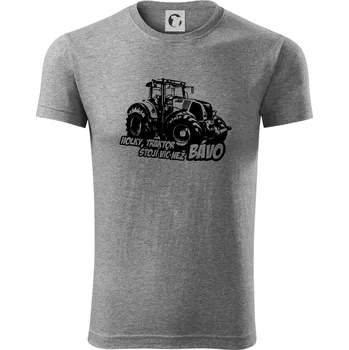 Pánská móda Holky, traktor stojí víc než bávo - Viper FIT - Pánské zůžené tričko - 2XL ( Tmavě šedý melír )